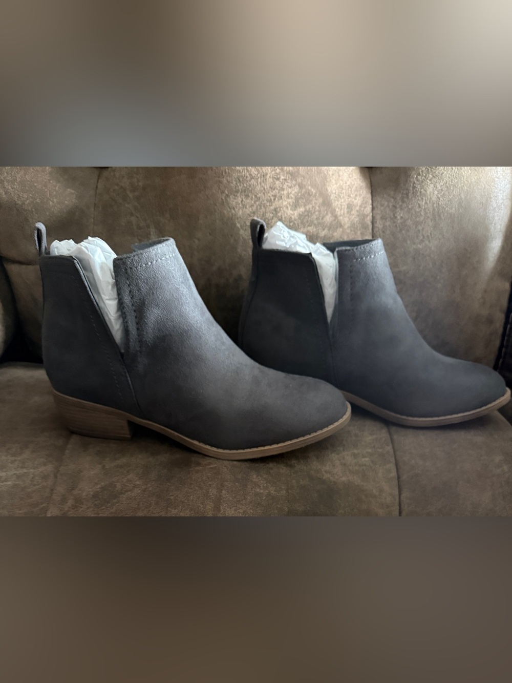 Journee Collection Charcoal Suede Rimi ankle Booties